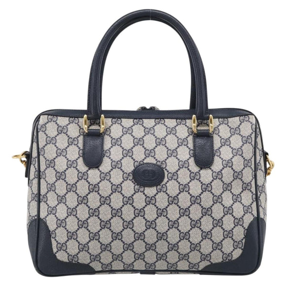 GUCCI Micro GG Supreme Hand Bag PVC 2way Navy Gold 002 122 0033 Auth mr3135