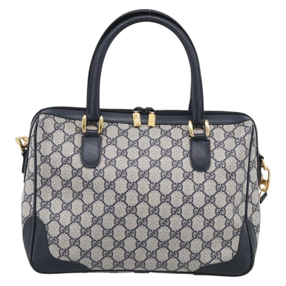GUCCI Micro GG Supreme Hand Bag PVC 2way Navy Gold 002 122 0033 Auth mr3135