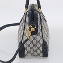 GUCCI Micro GG Supreme Hand Bag PVC 2way Navy Gold 002 122 0033 Auth mr3135-5