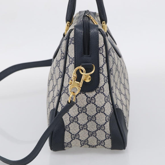 GUCCI Micro GG Supreme Hand Bag PVC 2way Navy Gold 002 122 0033 Auth mr3135