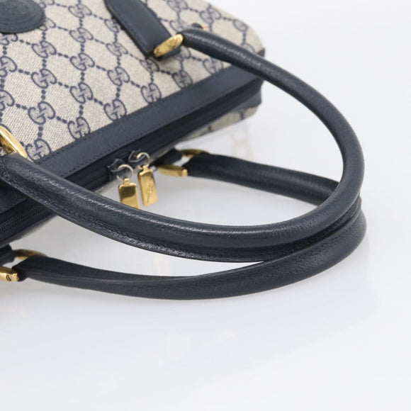 GUCCI Micro GG Supreme Hand Bag PVC 2way Navy Gold 002 122 0033 Auth mr3135