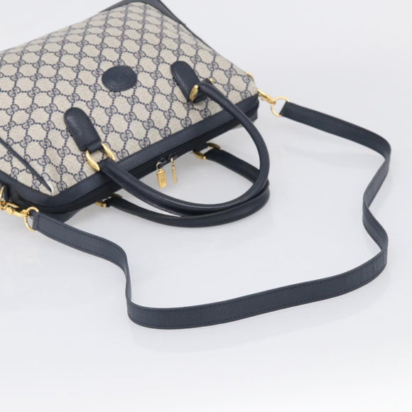 GUCCI Micro GG Supreme Hand Bag PVC 2way Navy Gold 002 122 0033 Auth mr3135