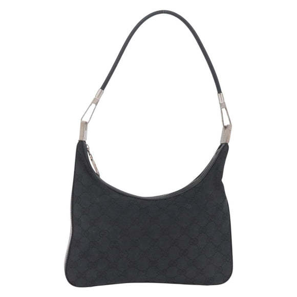 GUCCI GG Canvas Shoulder Bag Black Silver 001 3812 2123 Auth mr3137