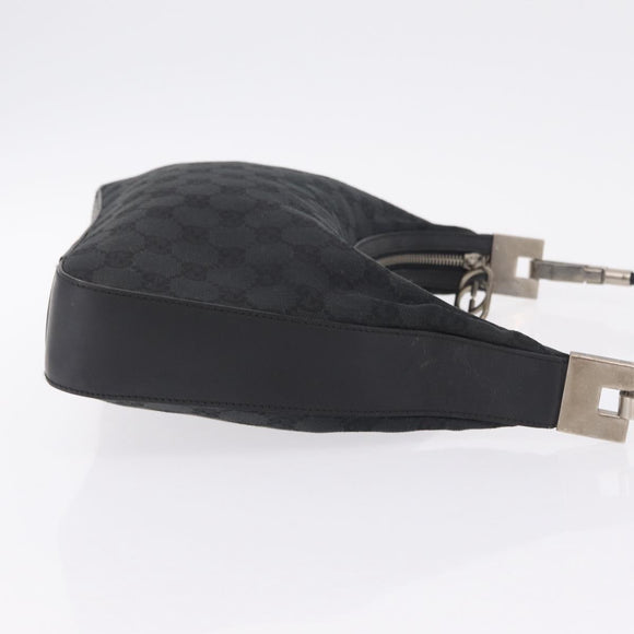 GUCCI GG Canvas Shoulder Bag Black Silver 001 3812 2123 Auth mr3137