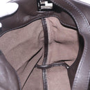 FENDI Shoulder Bag Leather Brown Silver Auth mr3138-18