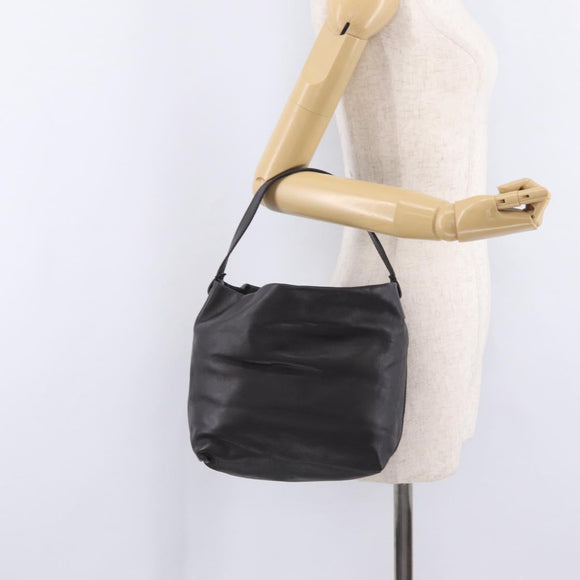 FENDI Shoulder Bag Leather Brown Silver Auth mr3138