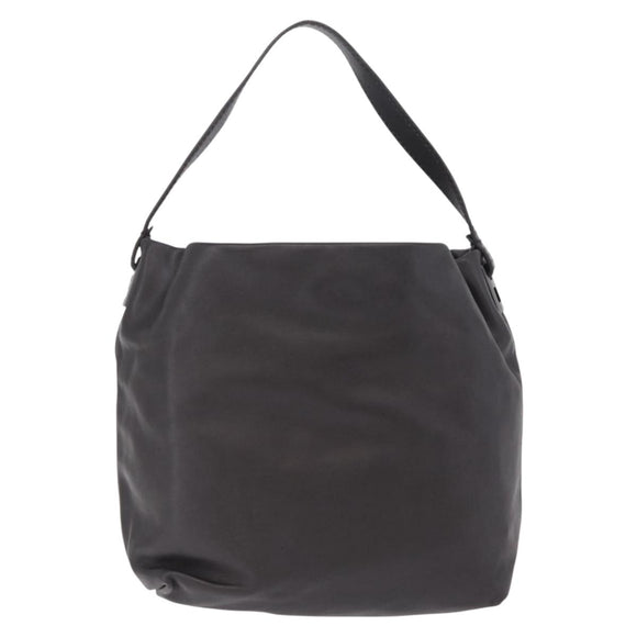 FENDI Shoulder Bag Leather Brown Silver Auth mr3138