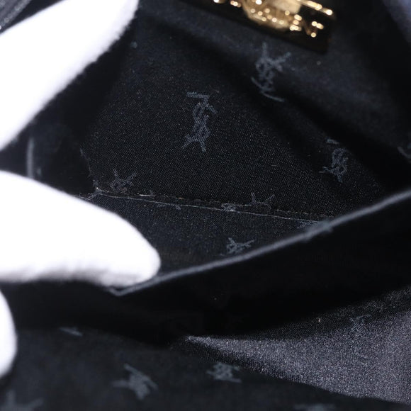 Saint Laurent Hand Bag Nylon Navy Silver Auth mr3139