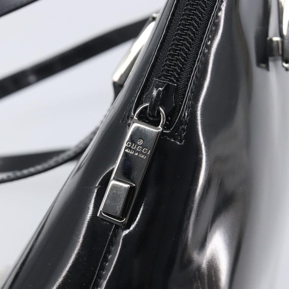 GUCCI Shoulder Bag Patent leather Silver Black 001 3261 Auth mr3142