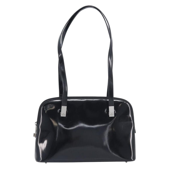 GUCCI Shoulder Bag Patent leather Silver Black 001 3261 Auth mr3142