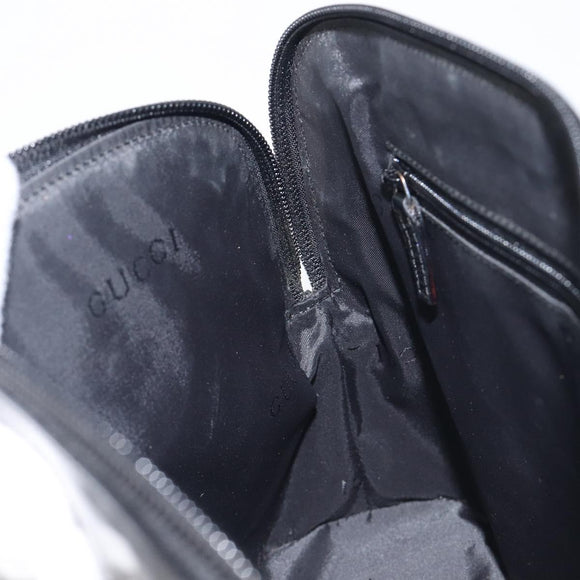 GUCCI Shoulder Bag Patent leather Silver Black 001 3261 Auth mr3142