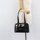 GUCCI Shoulder Bag Patent leather Silver Black 001 3261 Auth mr3142-26