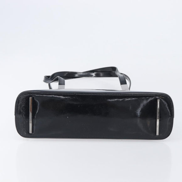 GUCCI Shoulder Bag Patent leather Silver Black 001 3261 Auth mr3142