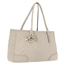 GUCCI GG Canvas Guccissima Tote Bag Leather White Gold 163805 Auth mr3143-1