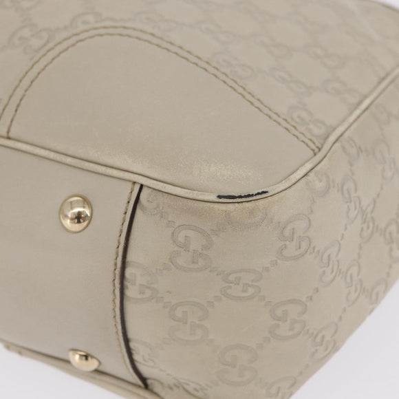 GUCCI GG Canvas Guccissima Tote Bag Leather White Gold 163805 Auth mr3143