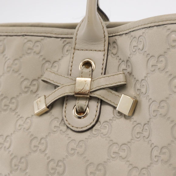 GUCCI GG Canvas Guccissima Tote Bag Leather White Gold 163805 Auth mr3143