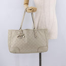 GUCCI GG Canvas Guccissima Tote Bag Leather White Gold 163805 Auth mr3143-25