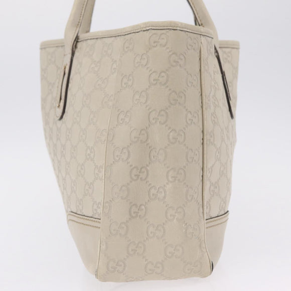GUCCI GG Canvas Guccissima Tote Bag Leather White Gold 163805 Auth mr3143