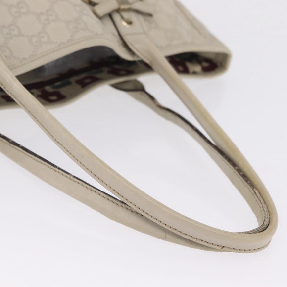GUCCI GG Canvas Guccissima Tote Bag Leather White Gold 163805 Auth mr3143