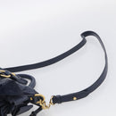 Miu Miu Hand Bag Leather 2way Navy Gold Auth mr3145V-10