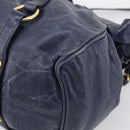 Miu Miu Hand Bag Leather 2way Navy Gold Auth mr3145V-12