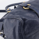 Miu Miu Hand Bag Leather 2way Navy Gold Auth mr3145V-15