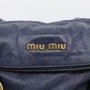 Miu Miu Hand Bag Leather 2way Navy Gold Auth mr3145V-16