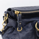 Miu Miu Hand Bag Leather 2way Navy Gold Auth mr3145V-17