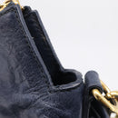 Miu Miu Hand Bag Leather 2way Navy Gold Auth mr3145V-19