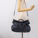 Miu Miu Hand Bag Leather 2way Navy Gold Auth mr3145V-27