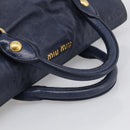 Miu Miu Hand Bag Leather 2way Navy Gold Auth mr3145V-7