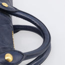 Miu Miu Hand Bag Leather 2way Navy Gold Auth mr3145V-8