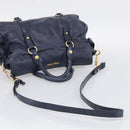 Miu Miu Hand Bag Leather 2way Navy Gold Auth mr3145V-9