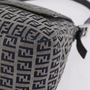 FENDI Zucchino Canvas Mamma Baguette Shoulder Bag Navy Silver Auth mr3148V-11