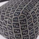 FENDI Zucchino Canvas Mamma Baguette Shoulder Bag Navy Silver Auth mr3148V-12