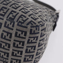 FENDI Zucchino Canvas Mamma Baguette Shoulder Bag Navy Silver Auth mr3148V-13