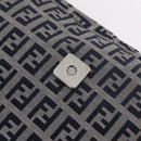FENDI Zucchino Canvas Mamma Baguette Shoulder Bag Navy Silver Auth mr3148V-17