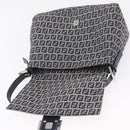 FENDI Zucchino Canvas Mamma Baguette Shoulder Bag Navy Silver Auth mr3148V-18