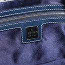 FENDI Zucchino Canvas Mamma Baguette Shoulder Bag Navy Silver Auth mr3148V-19