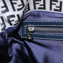 FENDI Zucchino Canvas Mamma Baguette Shoulder Bag Navy Silver Auth mr3148V-23