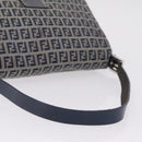 FENDI Zucchino Canvas Mamma Baguette Shoulder Bag Navy Silver Auth mr3148V-7