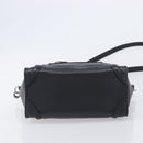 CELINE Luggage Nano Shopper Hand Bag Leather 2way Black Silver Auth mr3149V-12