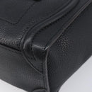 CELINE Luggage Nano Shopper Hand Bag Leather 2way Black Silver Auth mr3149V-13