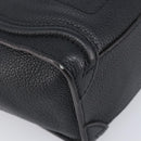 CELINE Luggage Nano Shopper Hand Bag Leather 2way Black Silver Auth mr3149V-14