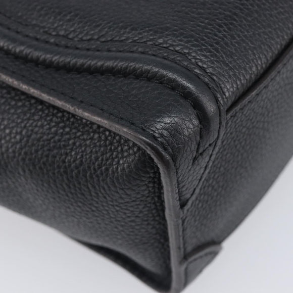 CELINE Luggage Nano Shopper Hand Bag Leather 2way Black Silver Auth mr3149V