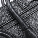 CELINE Luggage Nano Shopper Hand Bag Leather 2way Black Silver Auth mr3149V-17