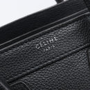 CELINE Luggage Nano Shopper Hand Bag Leather 2way Black Silver Auth mr3149V-19