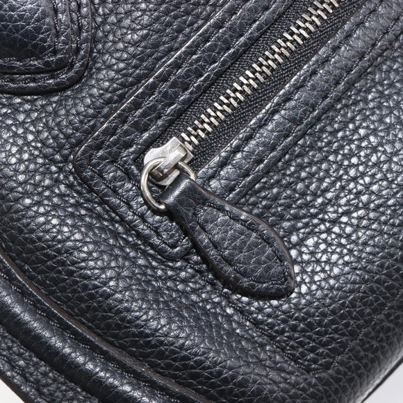CELINE Luggage Nano Shopper Hand Bag Leather 2way Black Silver Auth mr3149V