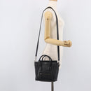 CELINE Luggage Nano Shopper Hand Bag Leather 2way Black Silver Auth mr3149V-29