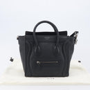 CELINE Luggage Nano Shopper Hand Bag Leather 2way Black Silver Auth mr3149V-30